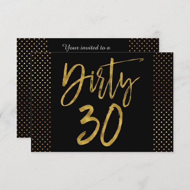 Dirty 30 Gold Foil Birthday Invitation (Front/Back)