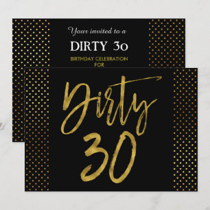 Dirty 30 Gold Foil Birthday Invitation