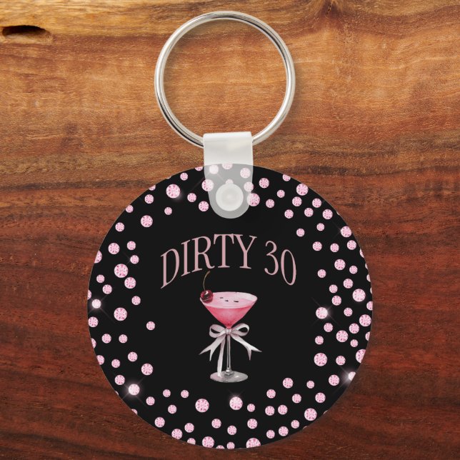 Dirty 30 Pink Coquette Customise Name  Key Ring (Front)