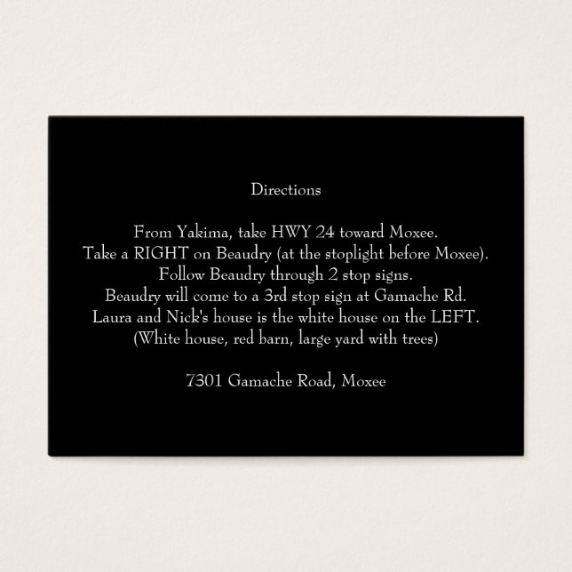 Dirty 30 Thirty Direction Card (Front)