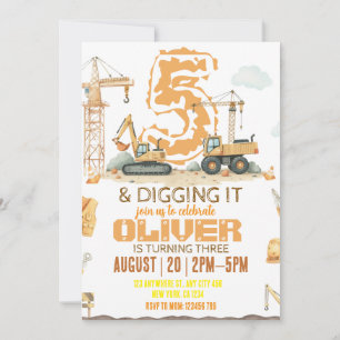 Dirty 3rd-y Construction Birthday invitation