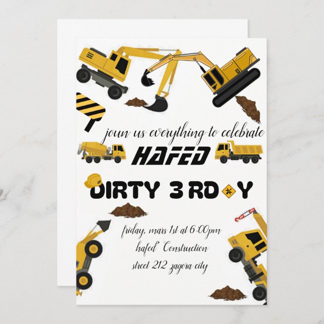 Dirty 3rd-Y Third Birthday Invitation (Front/Back)