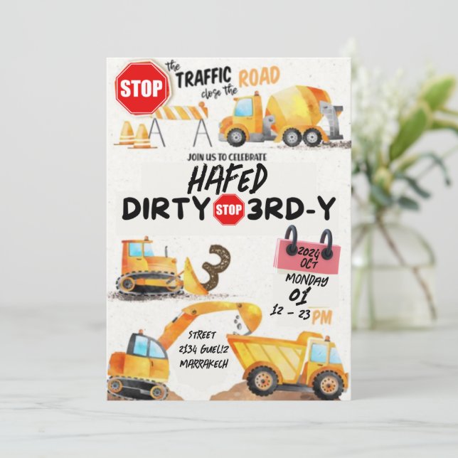Dirty 3rd-Y Third Birthday Invitation (Standing Front)
