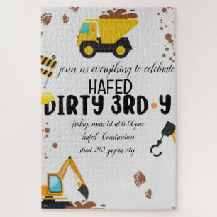 Dirty 3rd-Y Third Birthday Invitation Jigsaw Puzzle