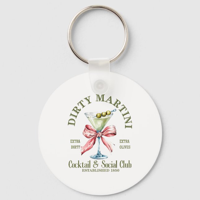 Dirty Bachelorette Martini Tail Club Martini Drink Key Ring (Front)