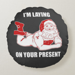 Dirty Bad Naughty Santa Round Cushion