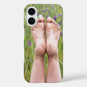 dirty bare feet in wildflowers iPhone 16 case