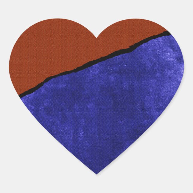 Dirty blue and orange rip heart sticker (Front)