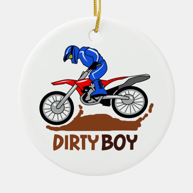 Dirty Boy Motocross Ceramic Ornament (Front)