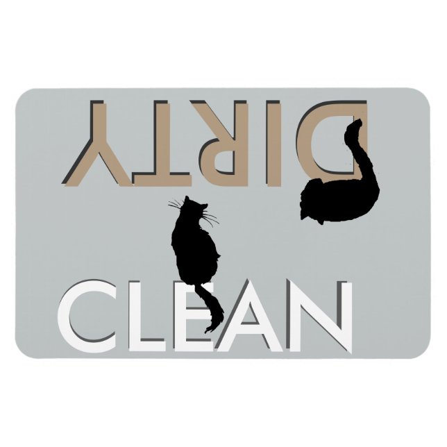 Dirty-Clean Cat Dishwasher Magnet - LG (Horizontal)