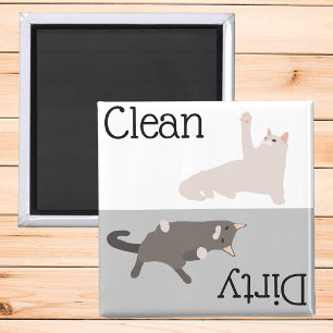 Dirty Clean Dishwasher Magnet Cute Cat Lover