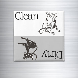 Dirty Clean Dishwasher Magnet Cute Cat Lover