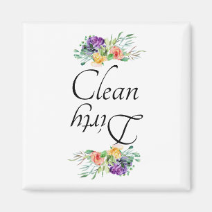 Dirty Clean Dishwasher Magnet Floral Flowers