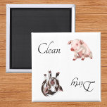 Dirty Clean Dishwasher Magnet Pig Farm Animal<br><div class="desc">This design was created though digital art. It may be personalised in the area provide or customising by choosing the click to customise further option and changing the name, initials or words. You may also change the text colour and style or delete the text for an image only design. Contact...</div>