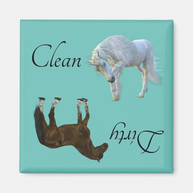 Dirty Clean Dishwasher Magnet Unicorn Horse (Front)