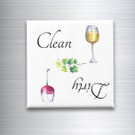 Dirty Clean Dishwasher Magnet Wine Red White<br><div class="desc">This design was created though digital art. It may be personalised in the area provide or customising by choosing the click to customise further option and changing the name, initials or words. You may also change the text colour and style or delete the text for an image only design. Contact...</div>