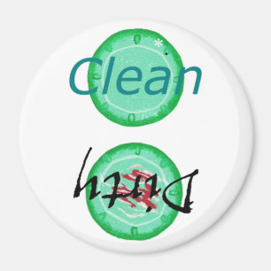 Dirty Clean Dishwasher magnets, green plates Magnet