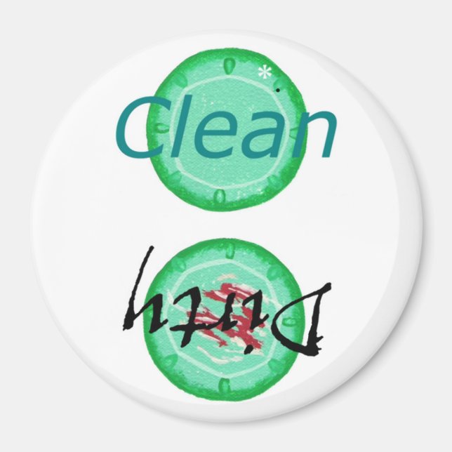 Dirty Clean Dishwasher magnets, green plates Magnet (Front)