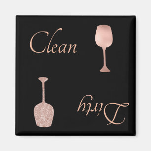 Dirty Clean Dishwasher Rose Gold Foil Glitter Magnet