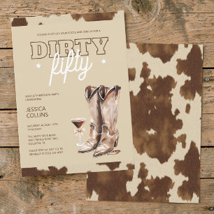 Dirty Fifty Western Rustic 50th Birthday Party Invitation
