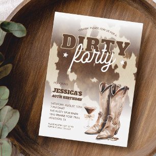 Dirty Forty Cowgirl Western 40th Birthday Party Invitation