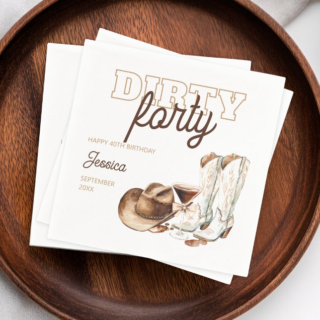 Dirty Forty Rodeo  Western 40th Birthday Party Napkin (Dirty Forty Rodeo Western 40th Birthday Party Napkins)