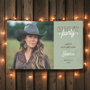 Dirty Forty Western Country Photo 40th Birthday Banner
