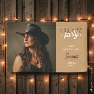 Dirty Forty Western Rodeo Photo 40th Birthday Banner
