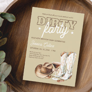 Dirty Forty Western Rustic 40th Birthday Party Invitation