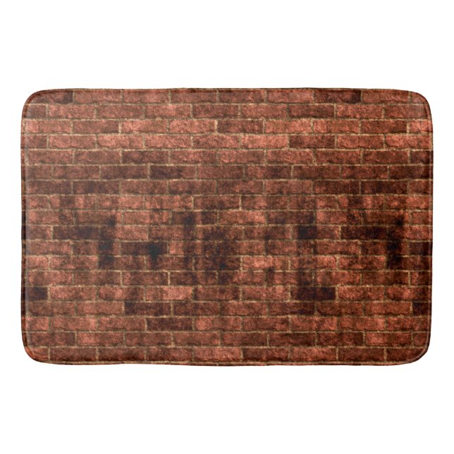 Dirty Grungy Old Red Brick Wall Bath Mat (Front)