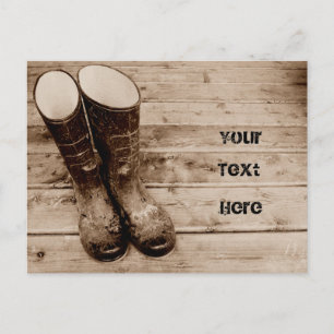 Dirty Gumboots on the Porch Postcard