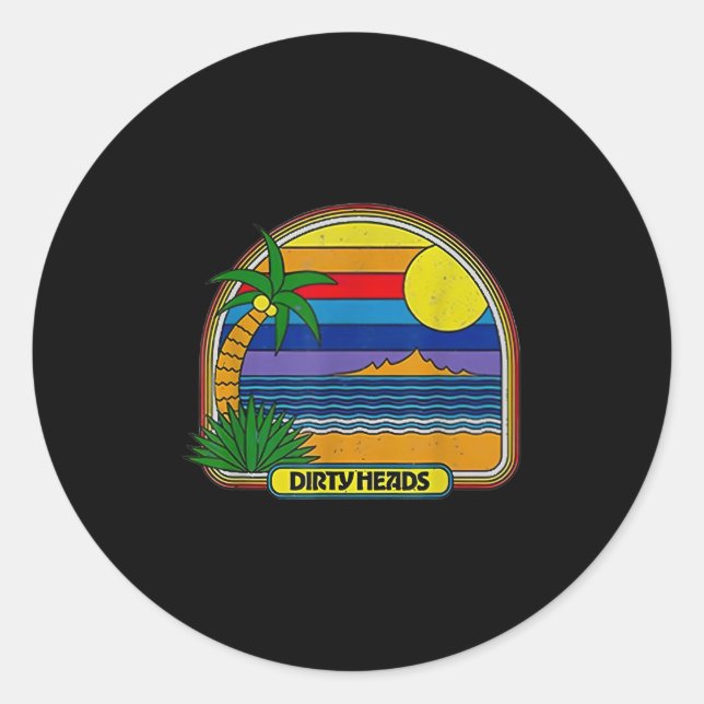 Dirty Heads Retro Beach  Classic Round Sticker (Front)