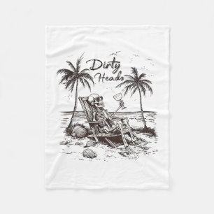 Dirty Heads Skeleton Sunset Beach Vibes Aesthetic Fleece Blanket