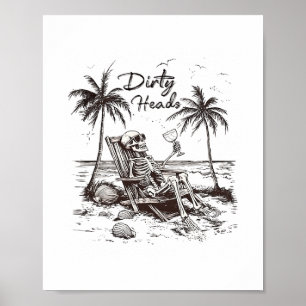 Dirty Heads Skeleton Sunset Beach Vibes Aesthetic Poster