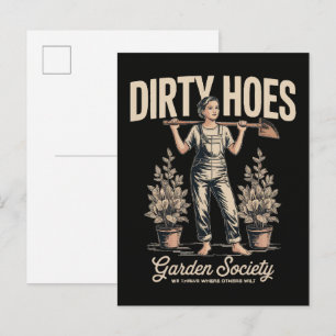 Dirty Hoes Garden Society Funny Gardener Invitation Postcard