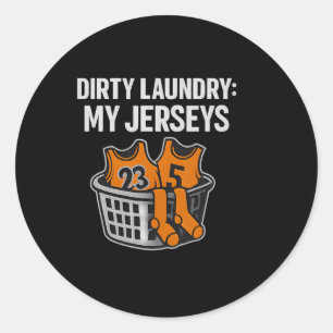 Dirty Laundry My Jerseys Sketll Humor Novelty  Classic Round Sticker
