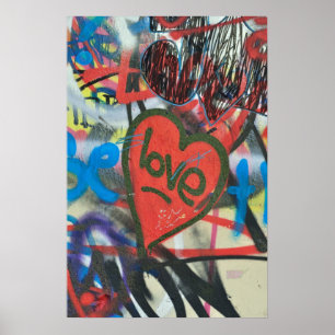 Dirty love heart of the city graffiti poster
