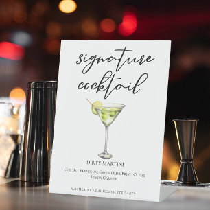 Dirty Martini Chic Single Signature Cocktail Pedestal Sign