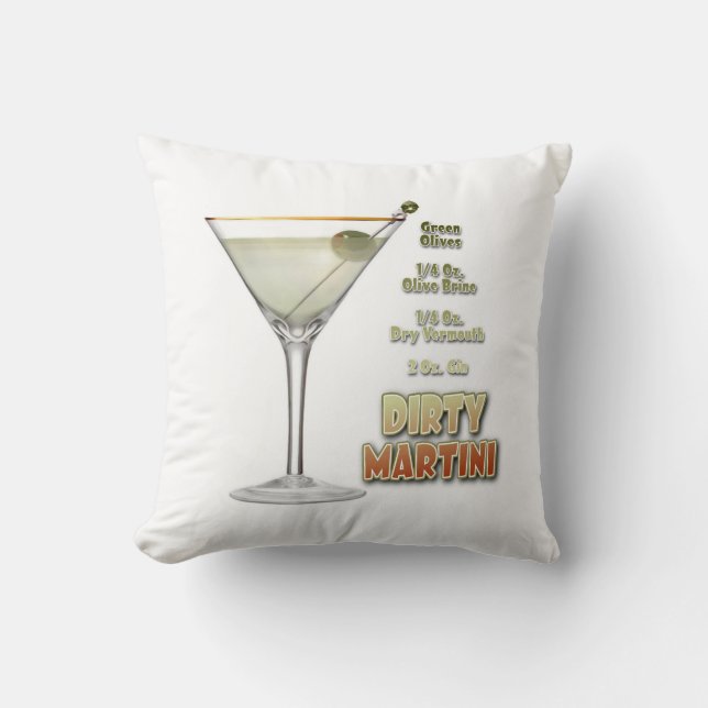 Dirty Martini Cocktail Recipe Art Cushion (Front)