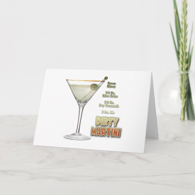Dirty Martini Cocktail Recipe Art Greeting Card (Front)