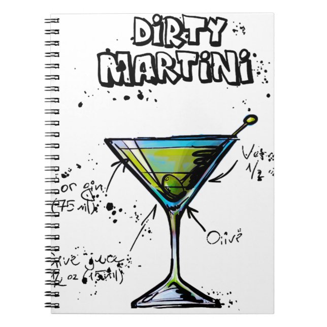 Dirty Martini Cocktail Recipe Notebook (Front)