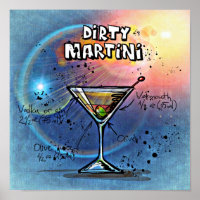 Dirty Martini Cocktail Recipe Poster