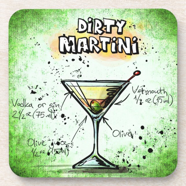 Dirty Martini Drink Recipe Coaster (Front)