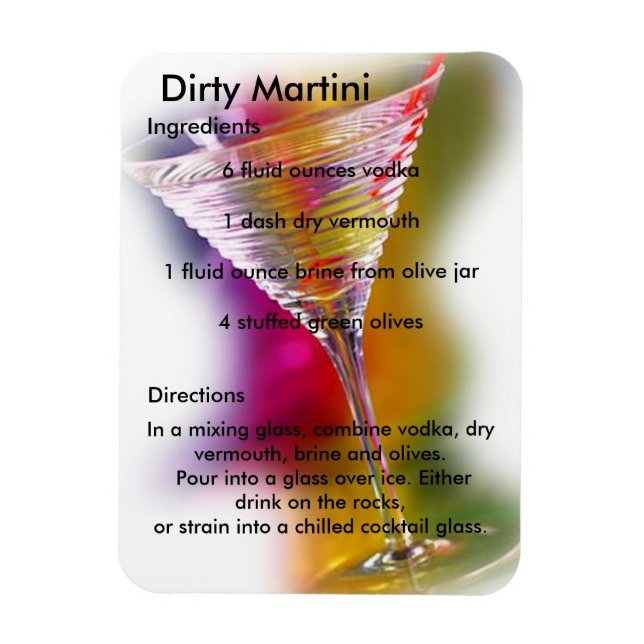 Dirty Martini Drink Recipe Magnet (Vertical)