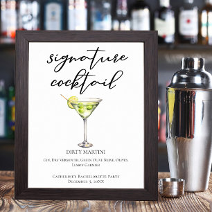 Dirty Martini Elegant Single Signature Cocktail Poster