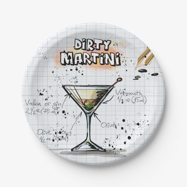 Dirty Martini Paper Plate (Front)