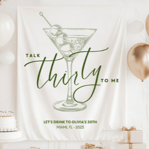 Dirty Martini Themed 30th Birthday Party Banner Tapestry