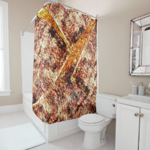 Dirty or rusty disorganised layers on brown marble shower curtain