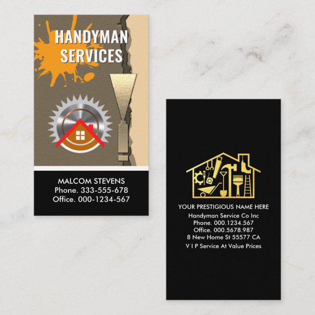 Dirty Peeling Paint Wall Handyman Business Card (Front/Back)