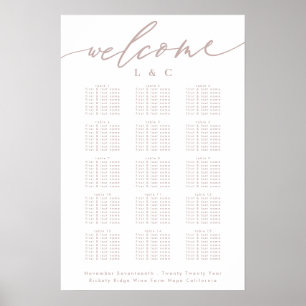 Dirty Pink Taupe Wedding Welcome Seating Chart